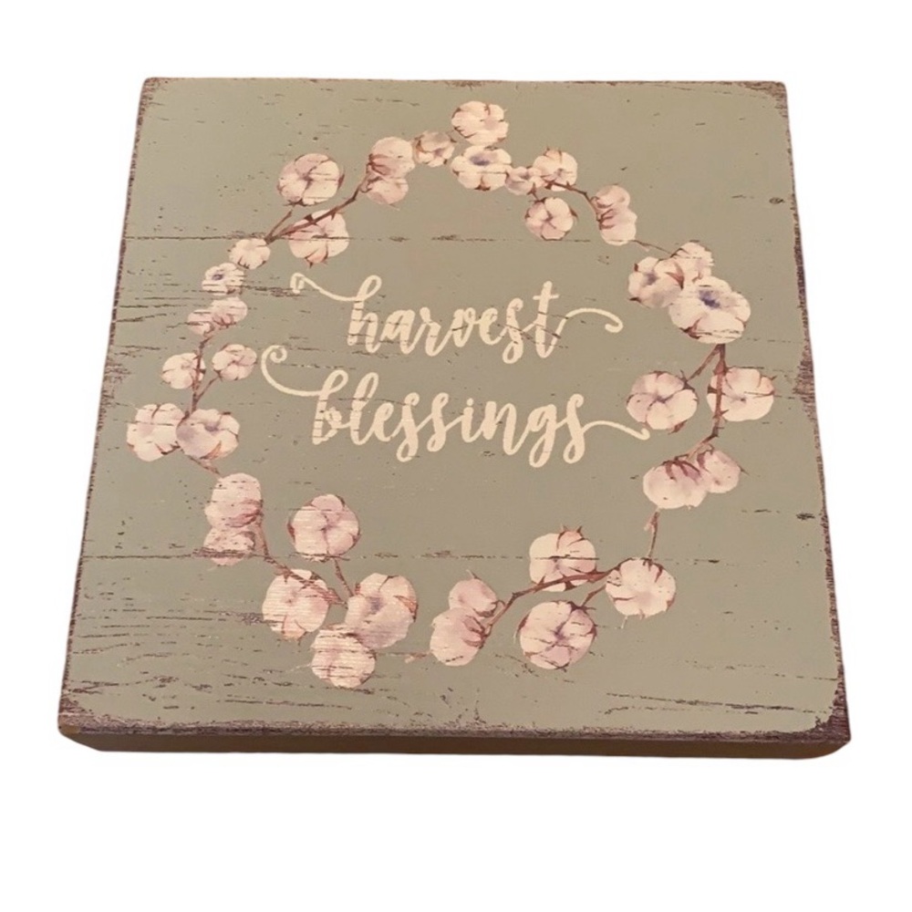 Harvest Blessings Wooden Square 8 x 8 Decorative Sign